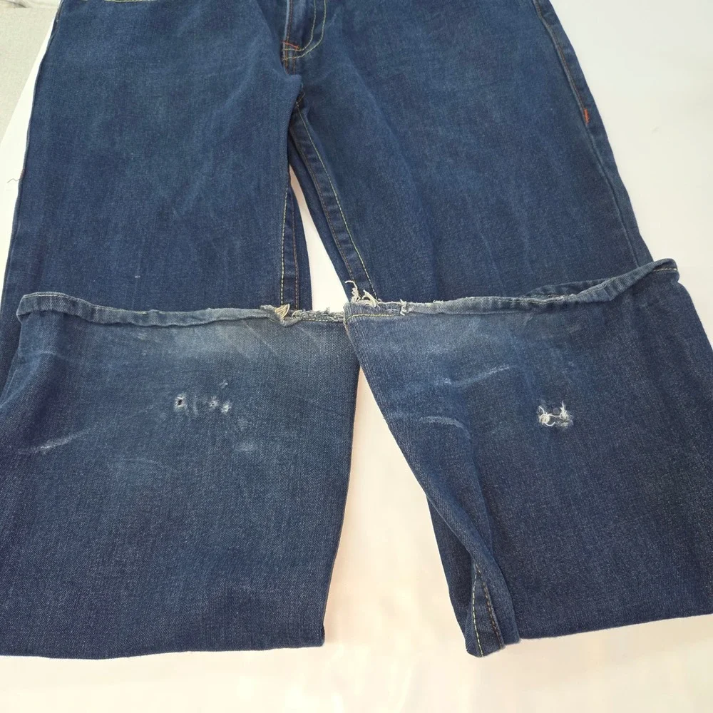 True Religion Joey Jeans Mens 40x34‎ Embroidered Dragon Distress Flare Y2K USA